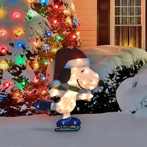 24" Pre-Lit Peanuts® Snoopy on Ice Skates Outdoor Holiday Decoration
