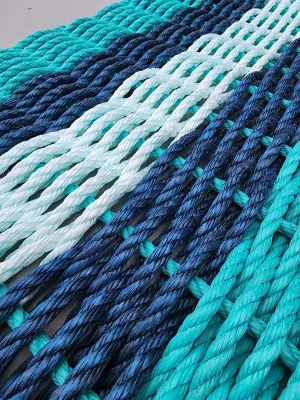 5 Stripe Lobster Rope Mat Teal, Navy Blue, Seafoam
