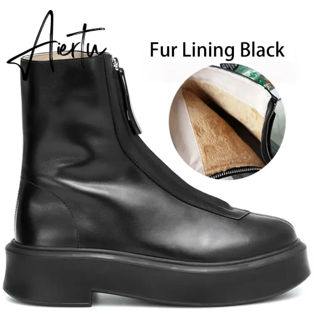 Aiertu Luxury Brand Designer Front Zipper Ankle Boots For Women  New Chunky Boots Platform Woman Punk Boots Fashion Ladies Shoes