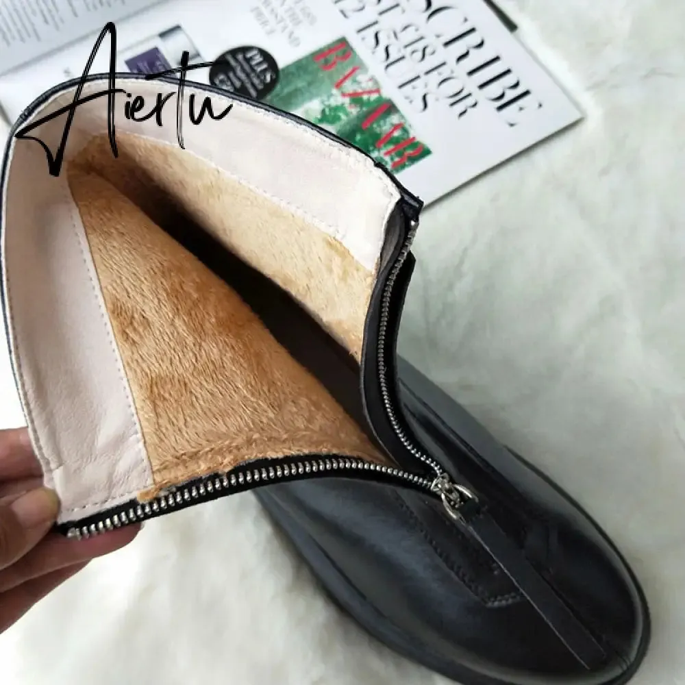 Aiertu Luxury Brand Designer Front Zipper Ankle Boots For Women  New Chunky Boots Platform Woman Punk Boots Fashion Ladies Shoes