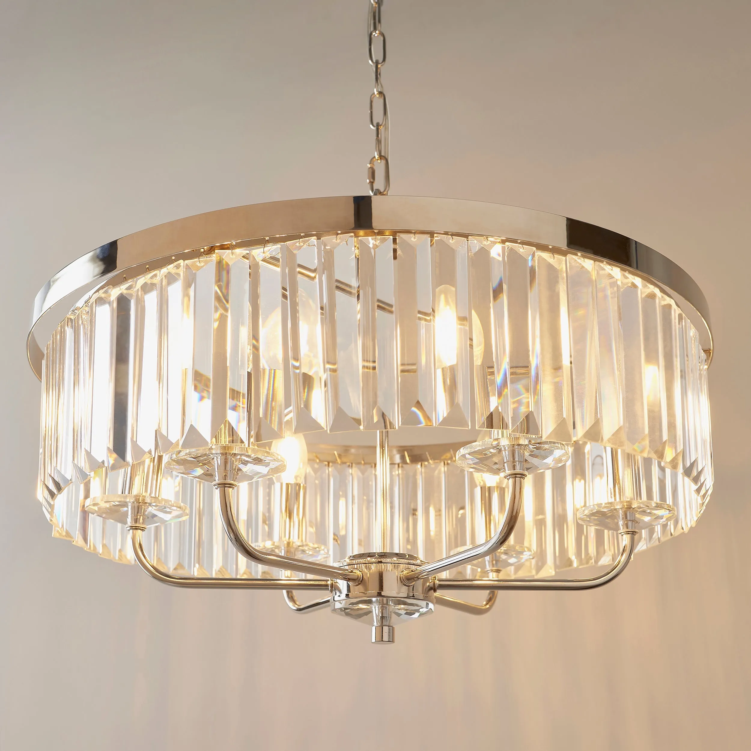 Amos Windsor Chandelier Bright Nickel