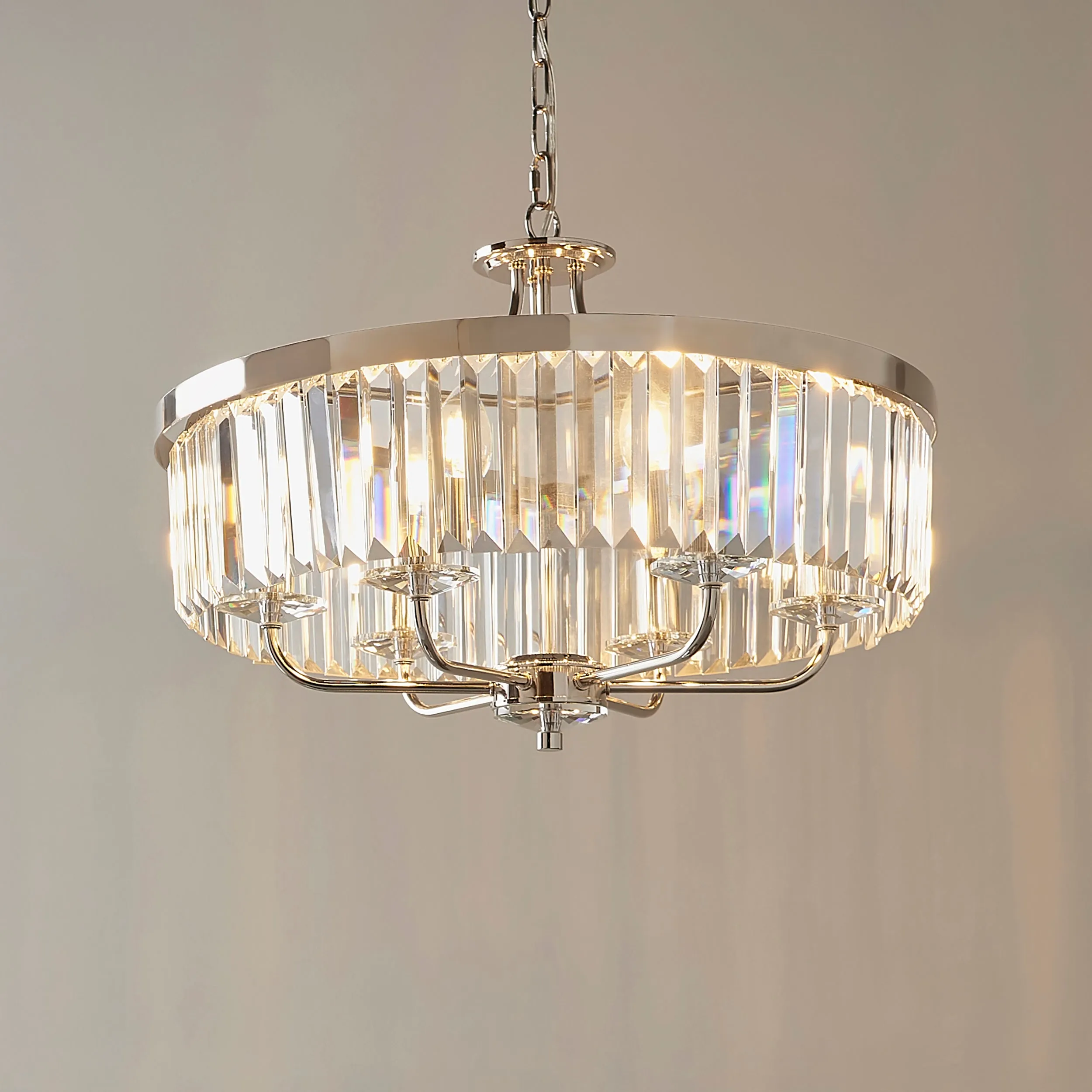 Amos Windsor Chandelier Bright Nickel