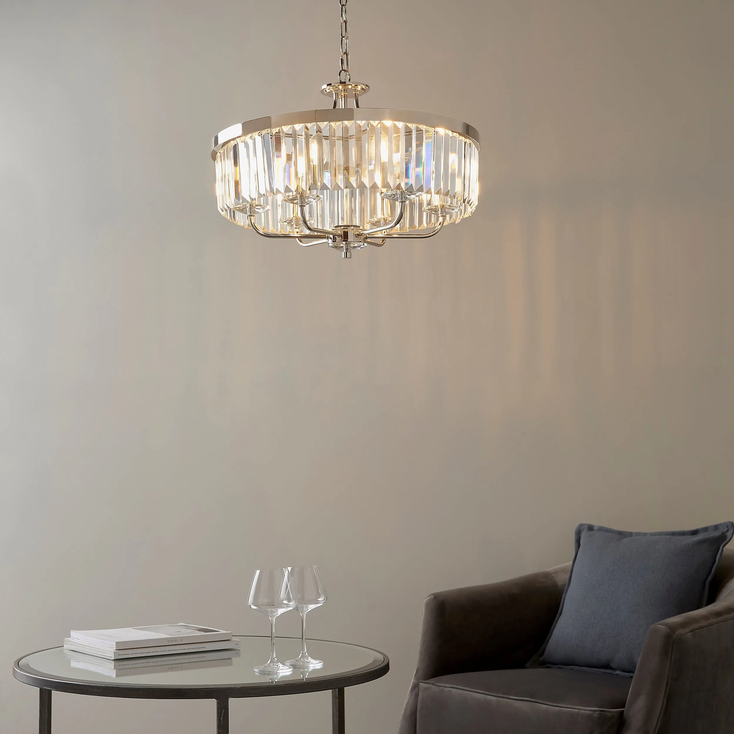 Amos Windsor Chandelier Bright Nickel