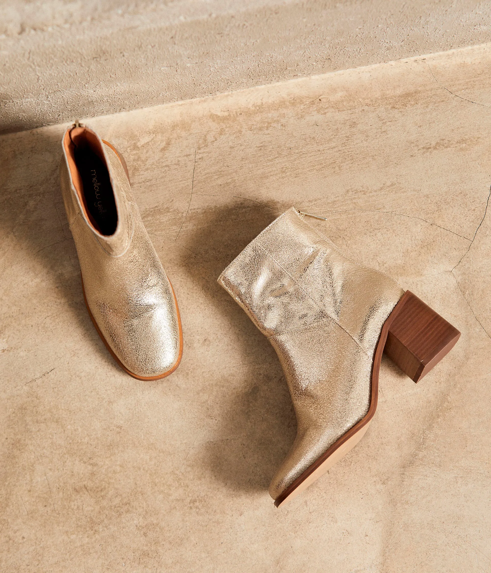 Boots cuir doré Anyse