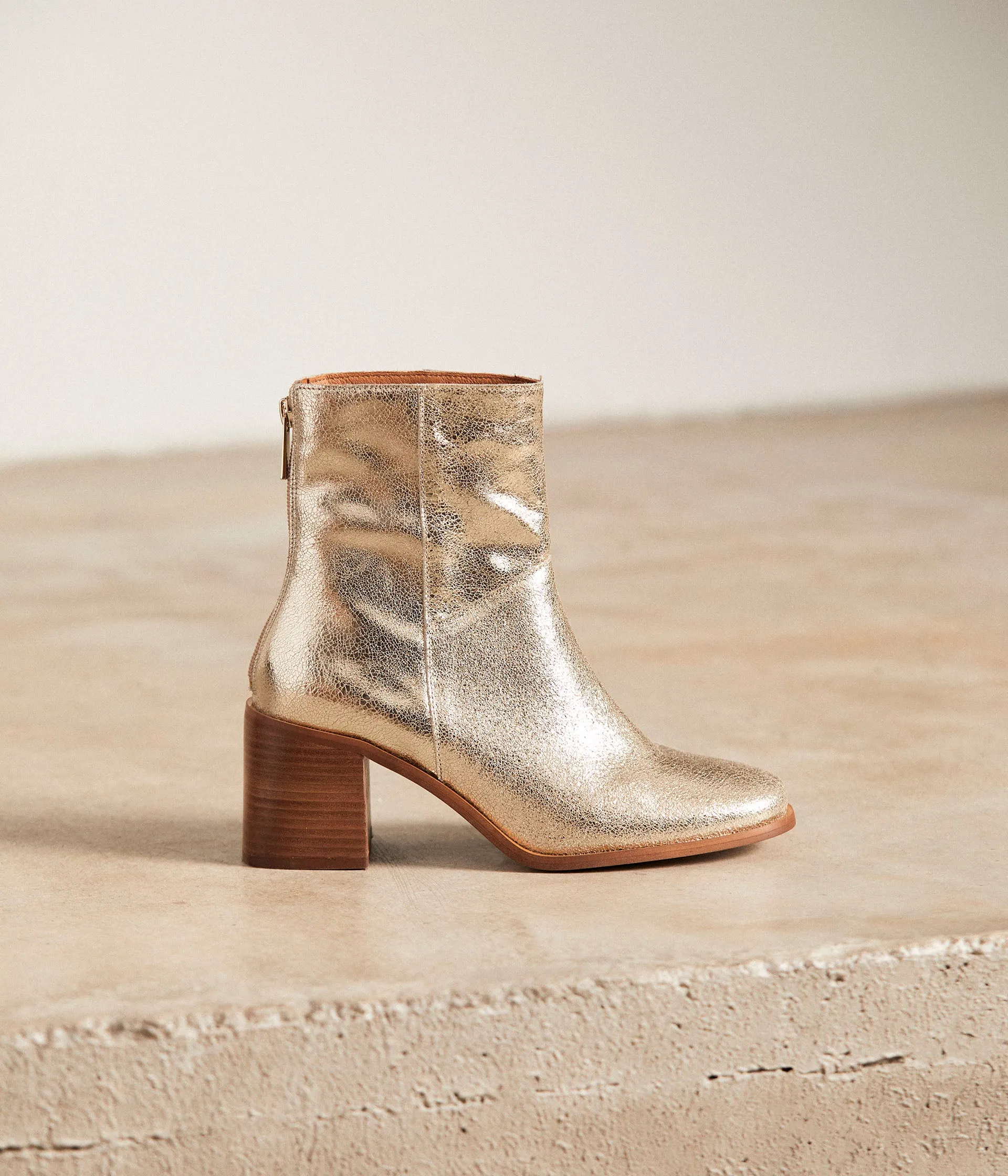 Boots cuir doré Anyse