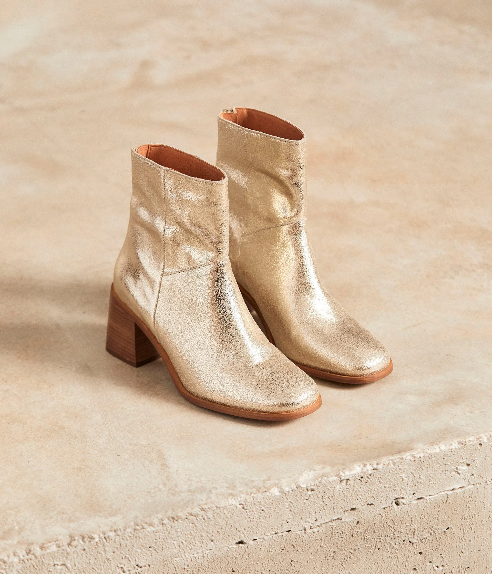 Boots cuir doré Anyse
