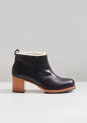Braided Shearling Mid Heel Boots