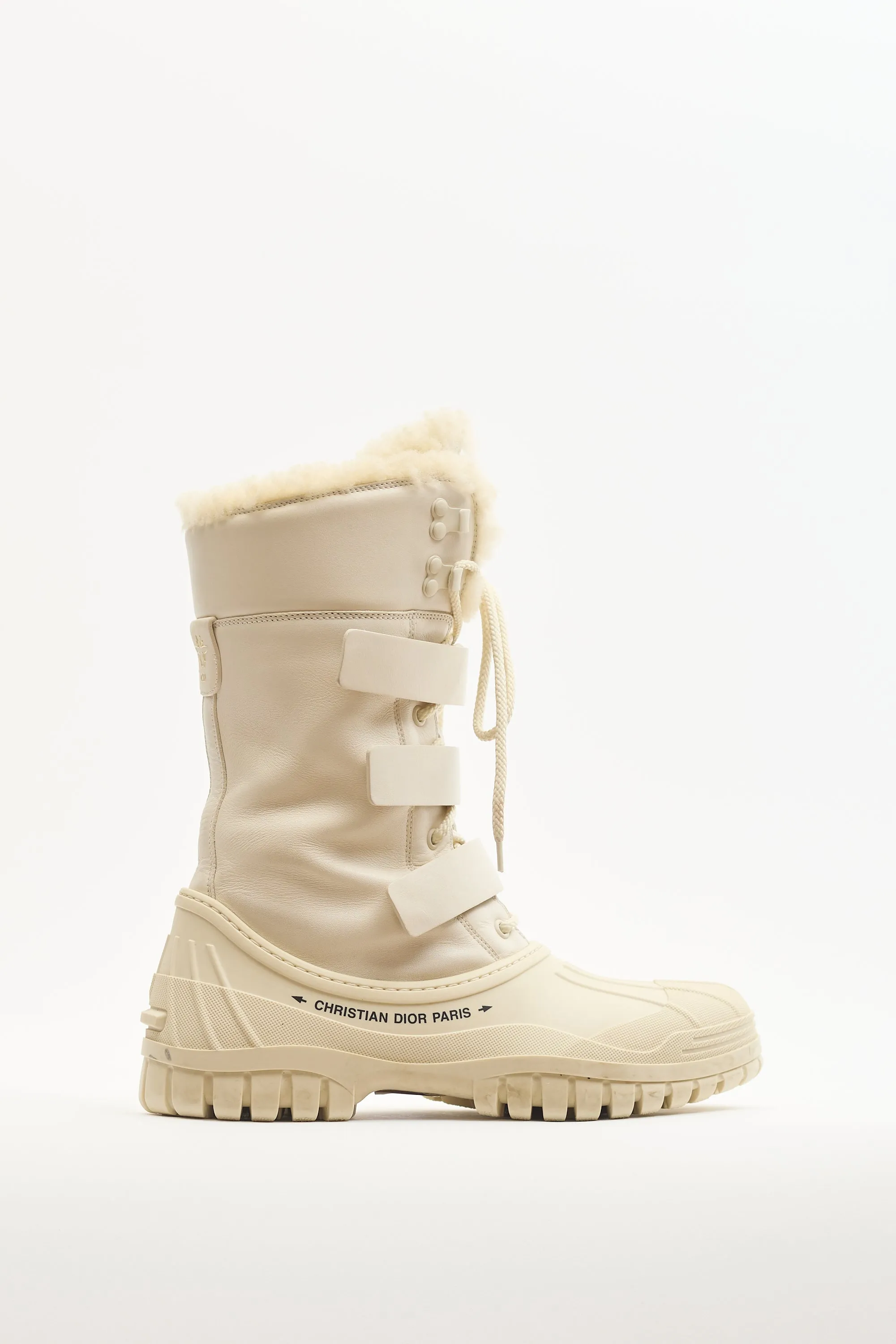 Cream Leather & Rubber D-Venture Snow Boot