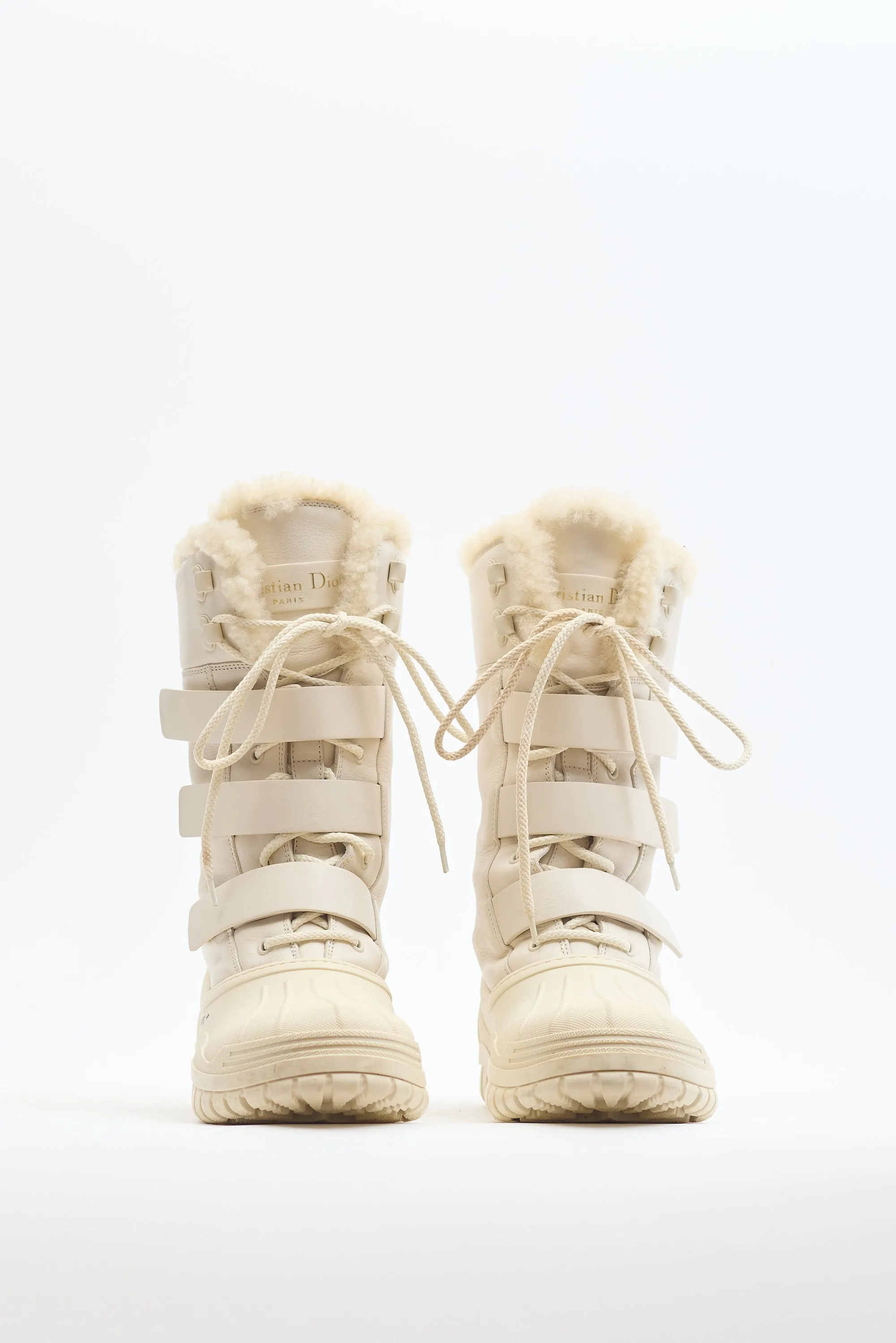 Cream Leather & Rubber D-Venture Snow Boot