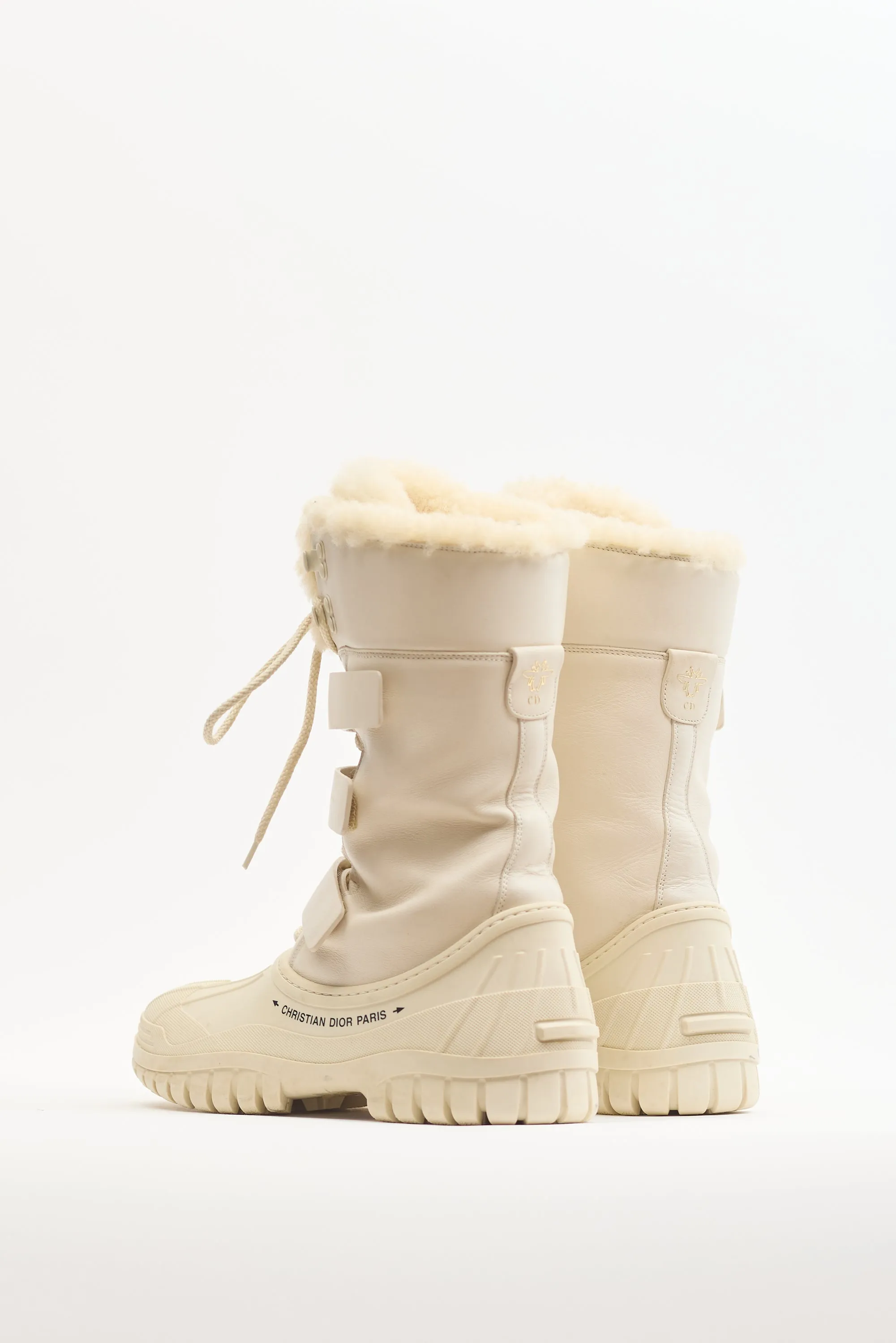 Cream Leather & Rubber D-Venture Snow Boot