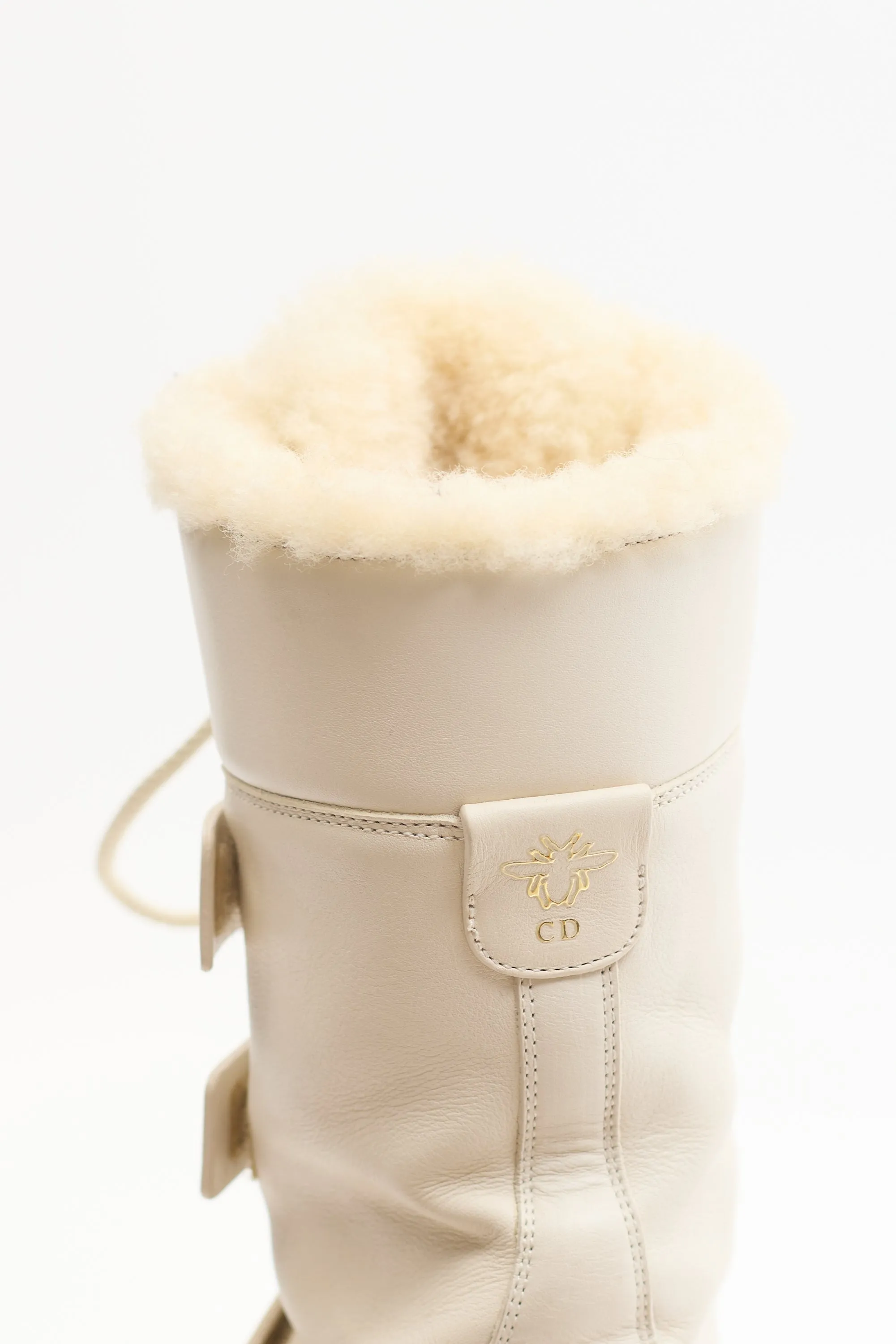 Cream Leather & Rubber D-Venture Snow Boot