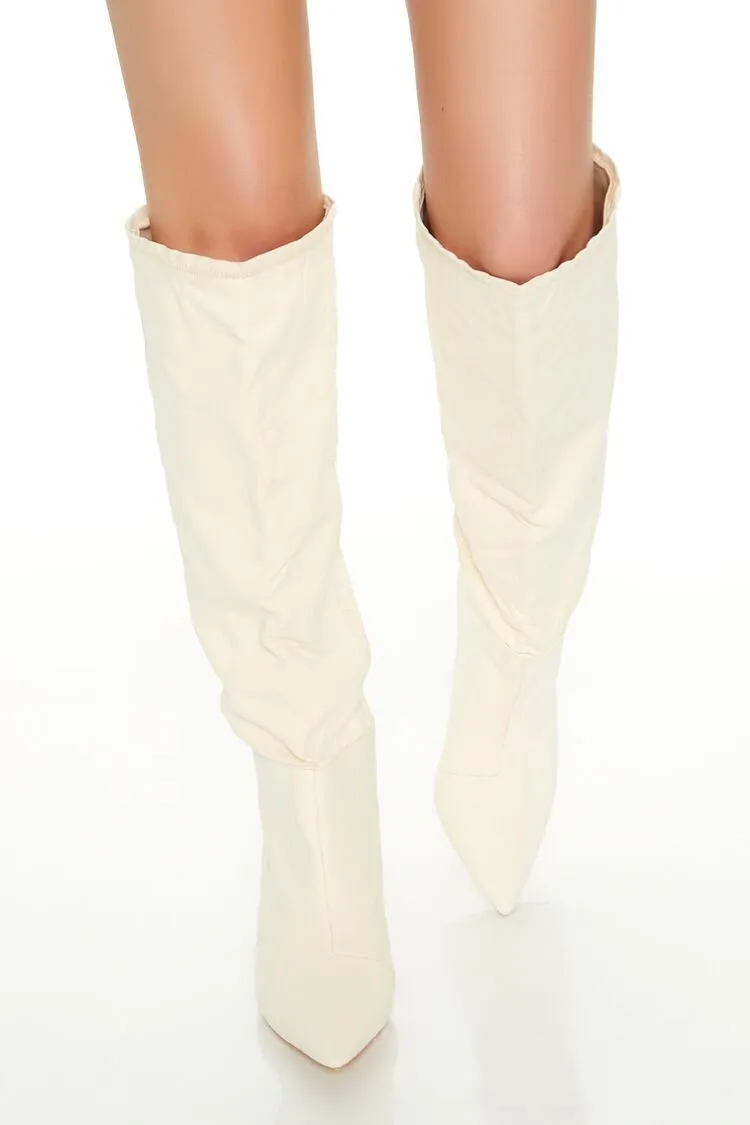 Denim Pointed-Toe Stiletto Boots
