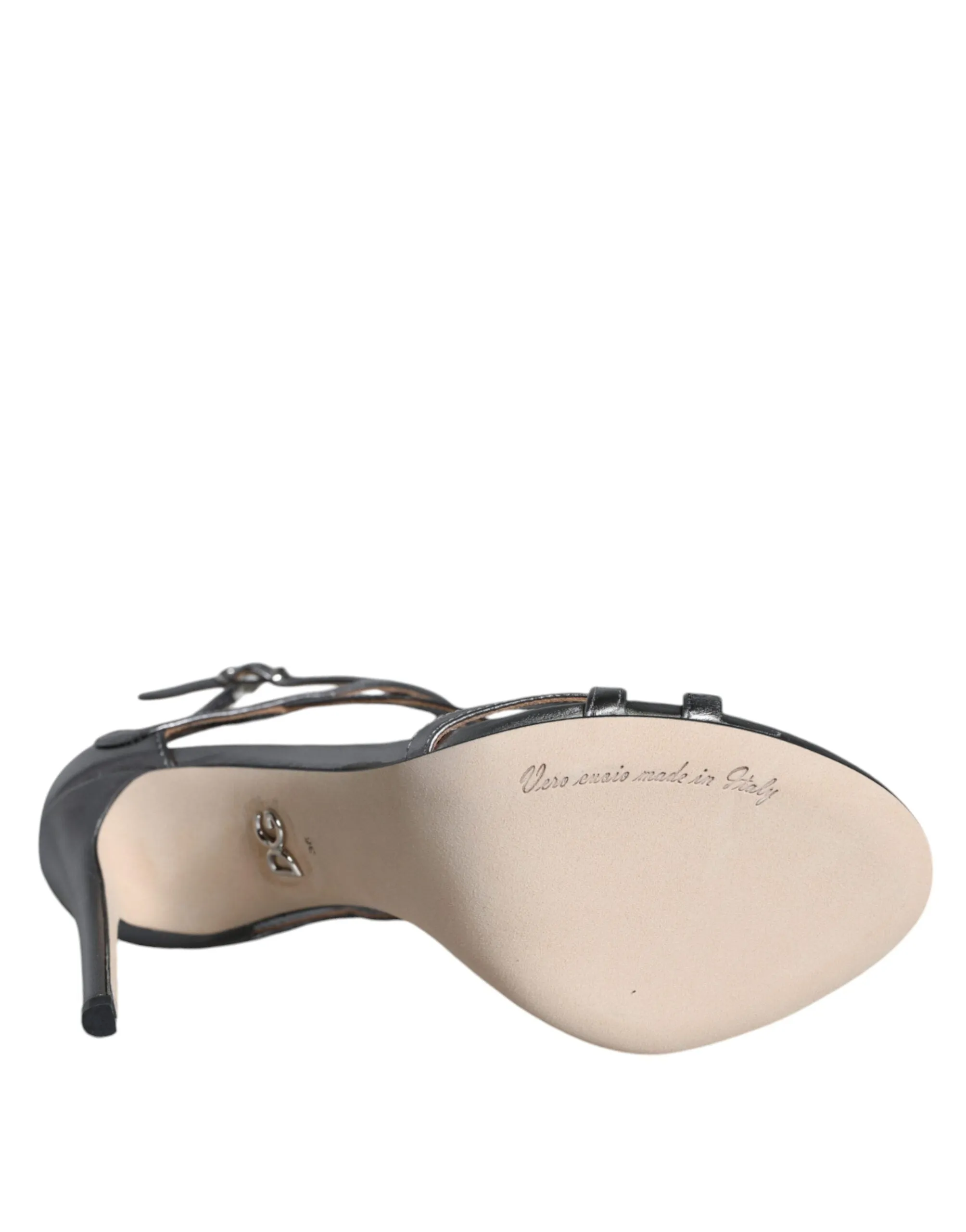 Dolce & Gabbana Silver Cut-out Leather Sandals