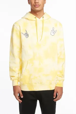 Guys Graphic Yellow Tie Dye Hoodie