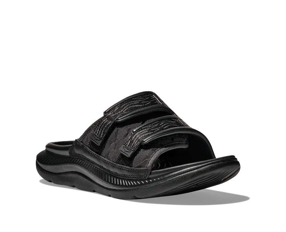 'Hoka' Unisex Ora Luxe Recovery Slide - Black / Black