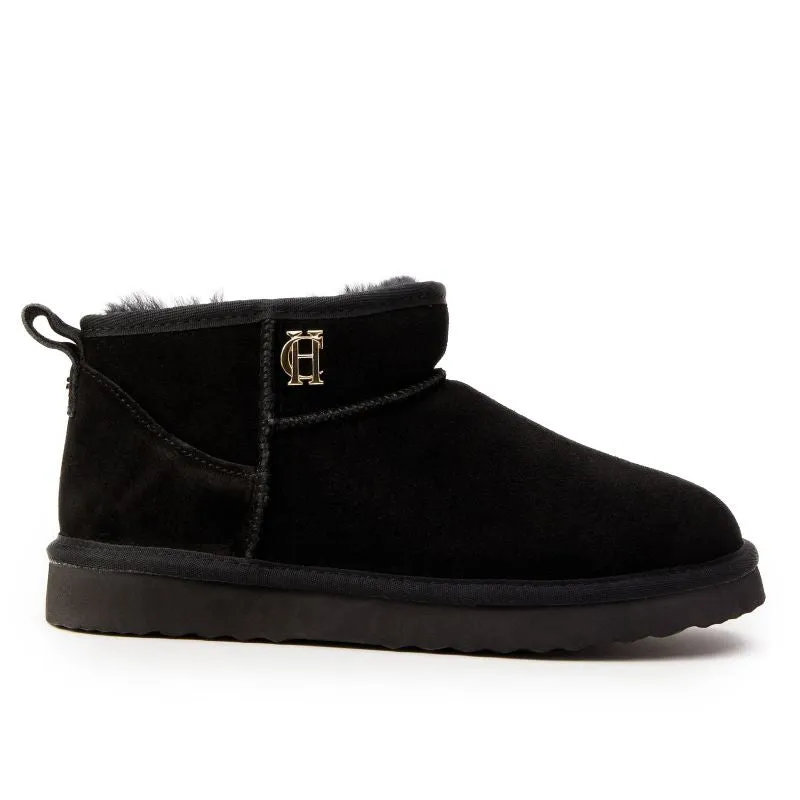 Holland Cooper Ultra Mini Ladies Shearling Boots - Black