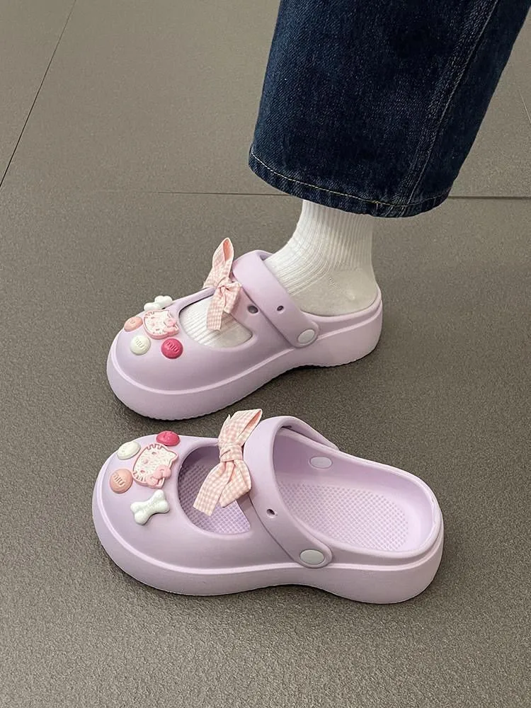 Kitty Bowtie Slip on Shoes
