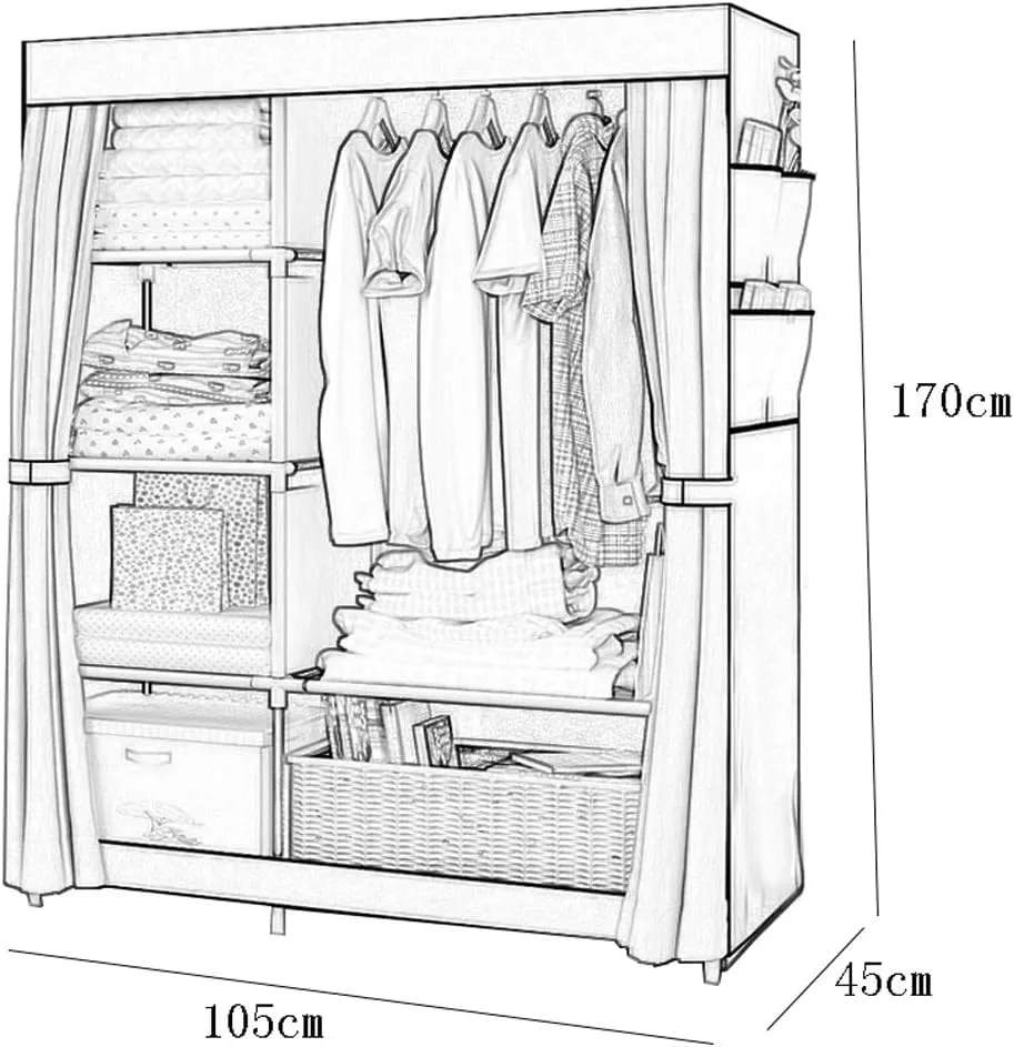Kuber Industries Foldable Wardrobe for Clothes|Non Woven 2 Door Portable Clothes Rack|4 Shelves Almirah for Clothes (Maroon)