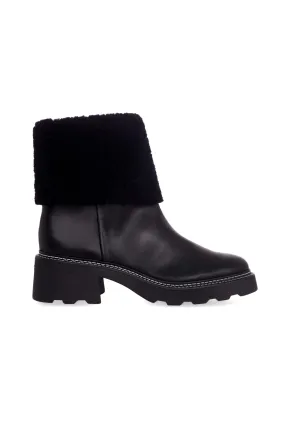 Ladies Black Ankle Boots with Stylish Shearling Detail
