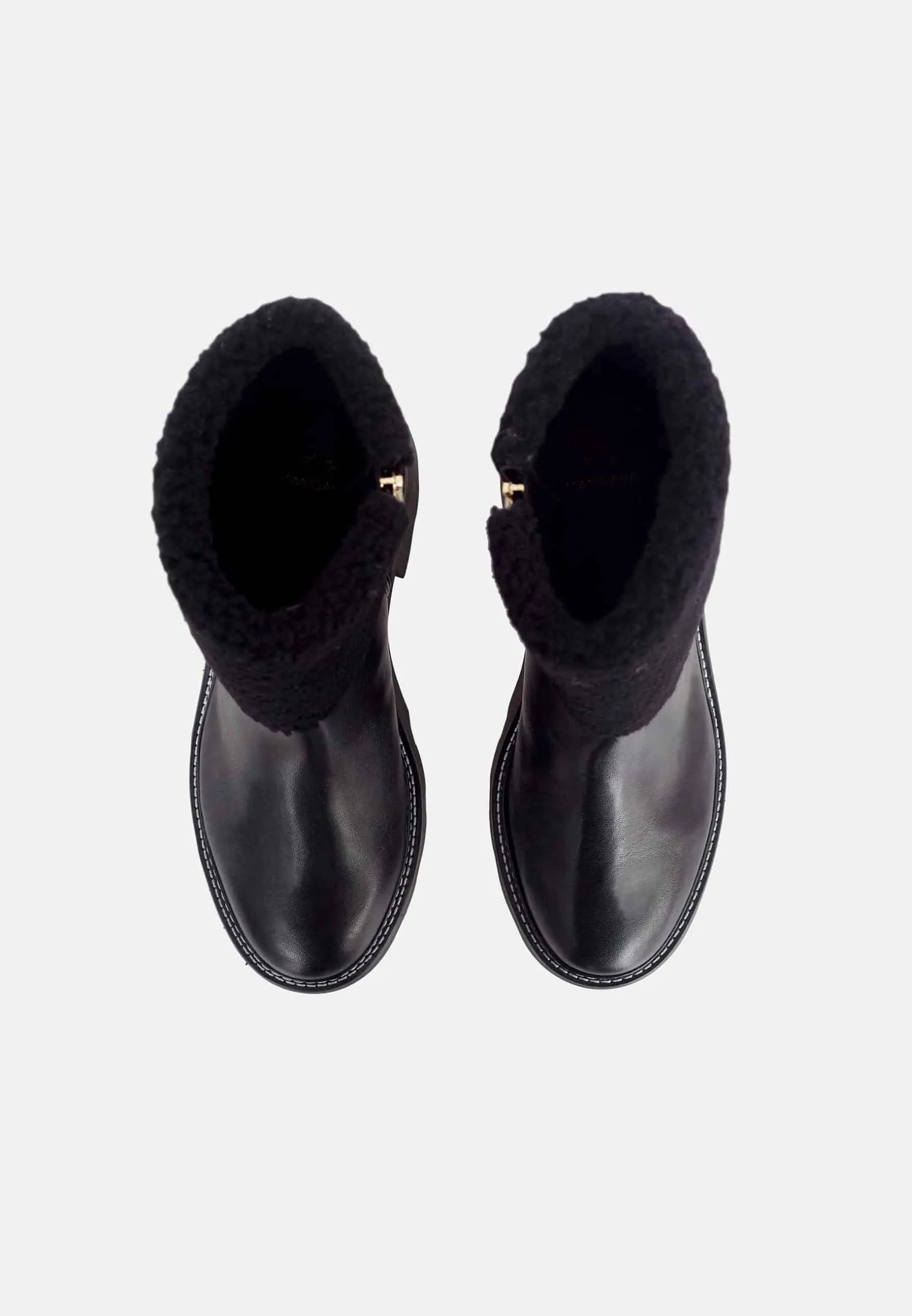 Ladies Black Ankle Boots with Stylish Shearling Detail