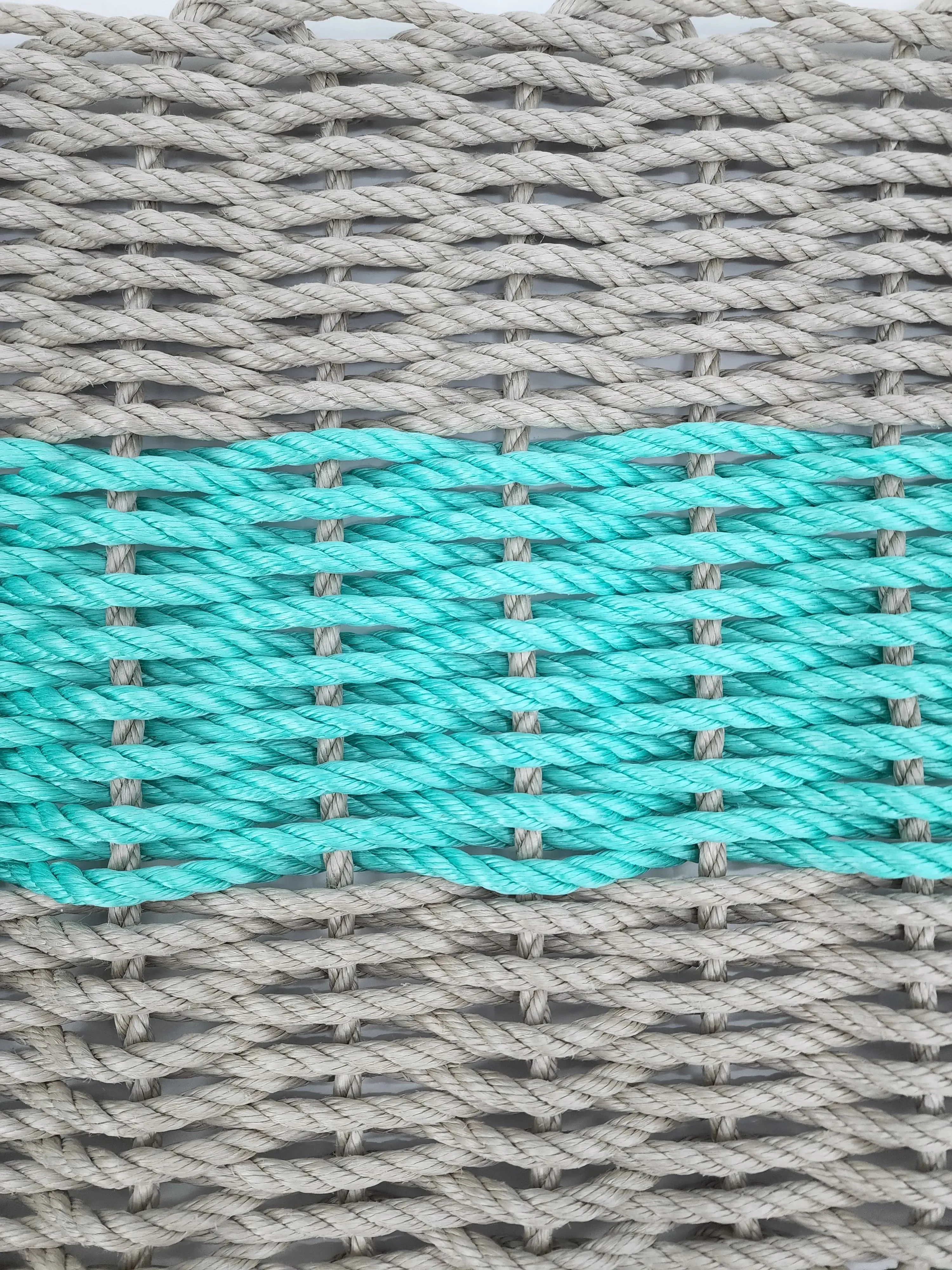Lobster Rope Mat Tan and Teal, Natural Color
