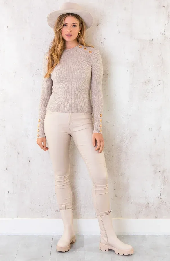 Long Chelsea Boots Beige