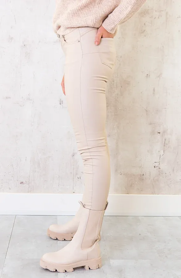 Long Chelsea Boots Beige
