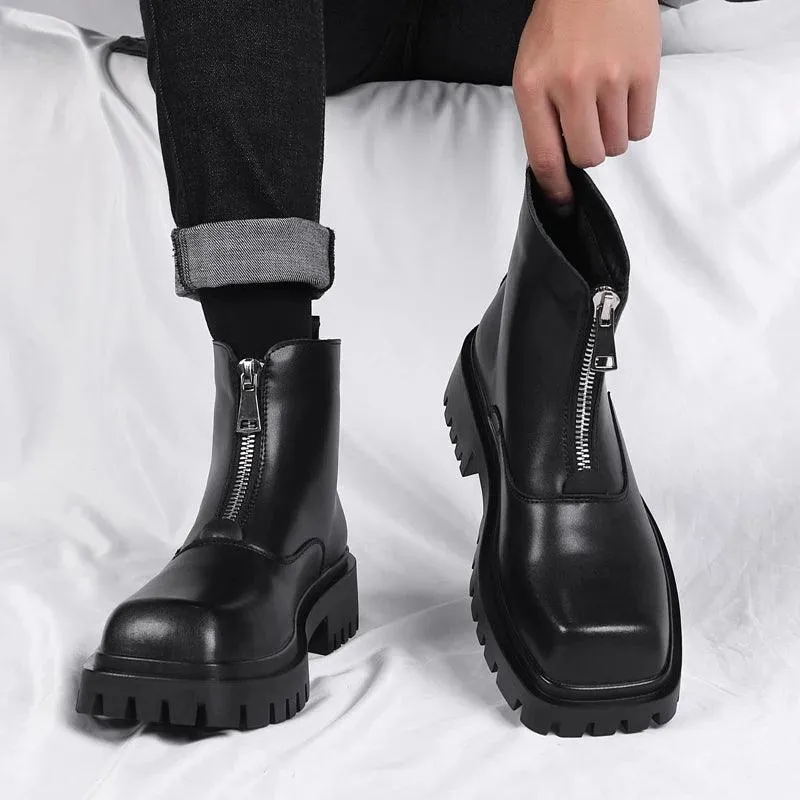 Men's Formal Shoes - High Top Leather Outdoor Boots - TSS197