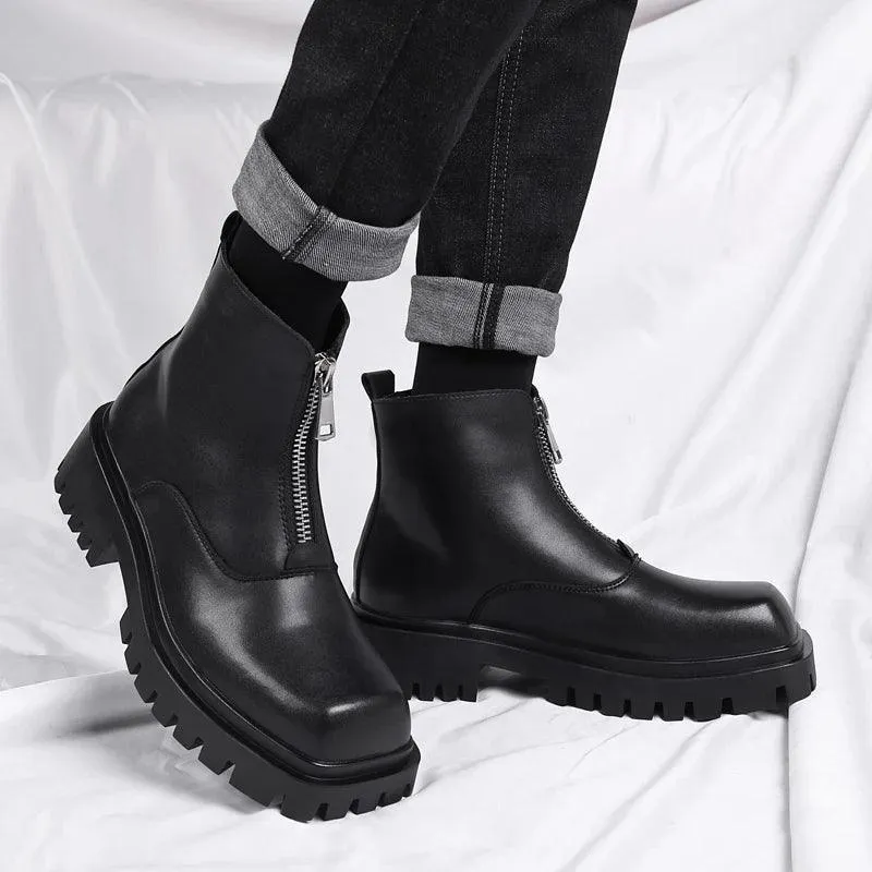 Men's Formal Shoes - High Top Leather Outdoor Boots - TSS197
