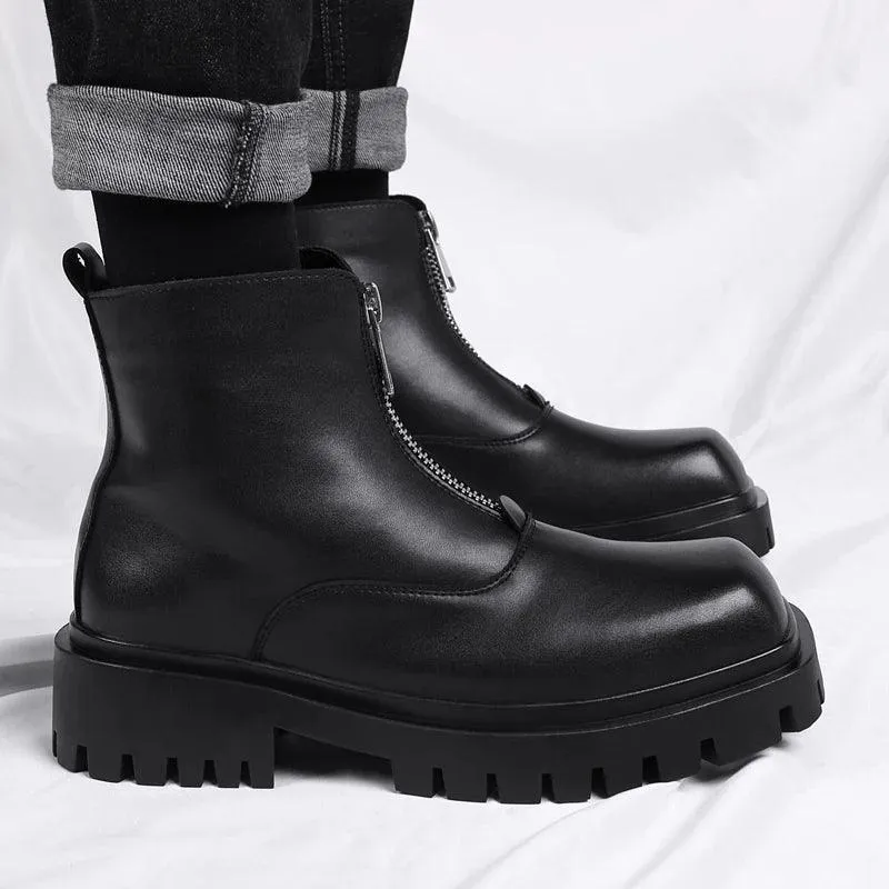 Men's Formal Shoes - High Top Leather Outdoor Boots - TSS197