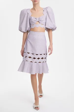 Moves Puff-Sleeved Cropped Blouse