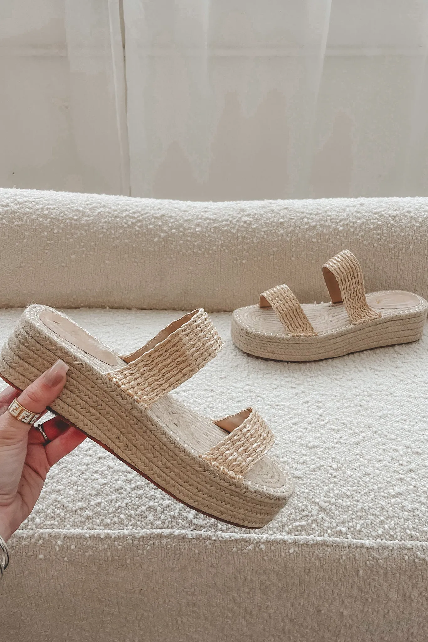 Never Miss A Beach Day Natural Woven Platform Sandals
