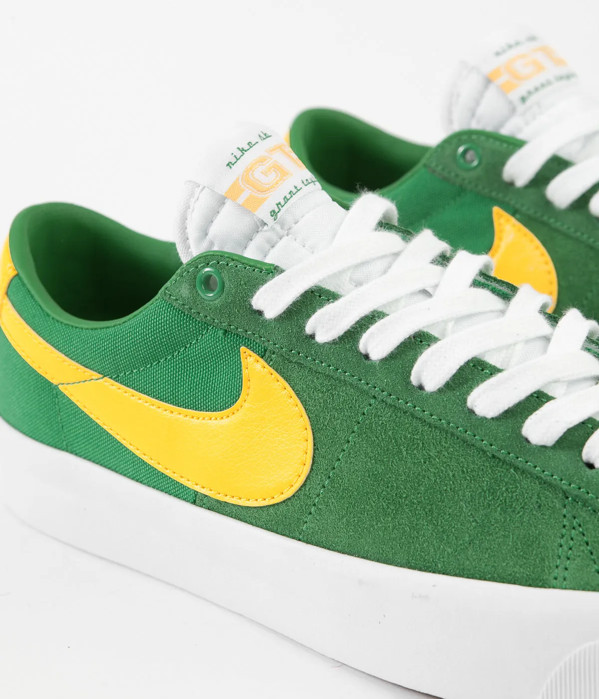 Nike SB Blazer Low Pro GT Shoes - Lucky Green / University Gold - Black - White