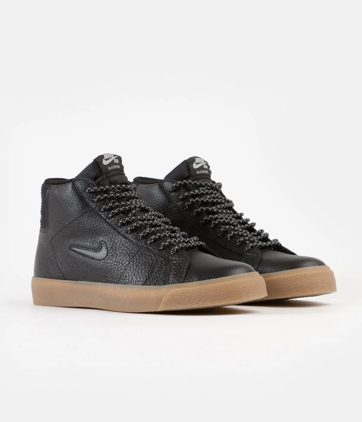Nike SB Blazer Mid Premium Shoes - Black / White - Black - Gum Light Brown