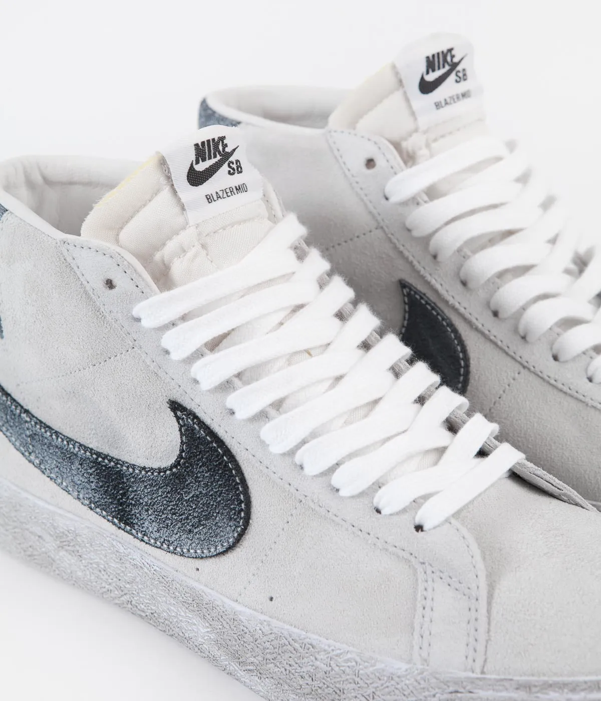 Nike SB Blazer Mid Premium Shoes - Grey Fog / Black - White