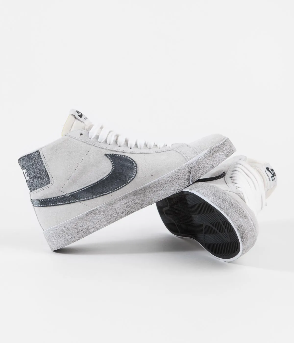 Nike SB Blazer Mid Premium Shoes - Grey Fog / Black - White