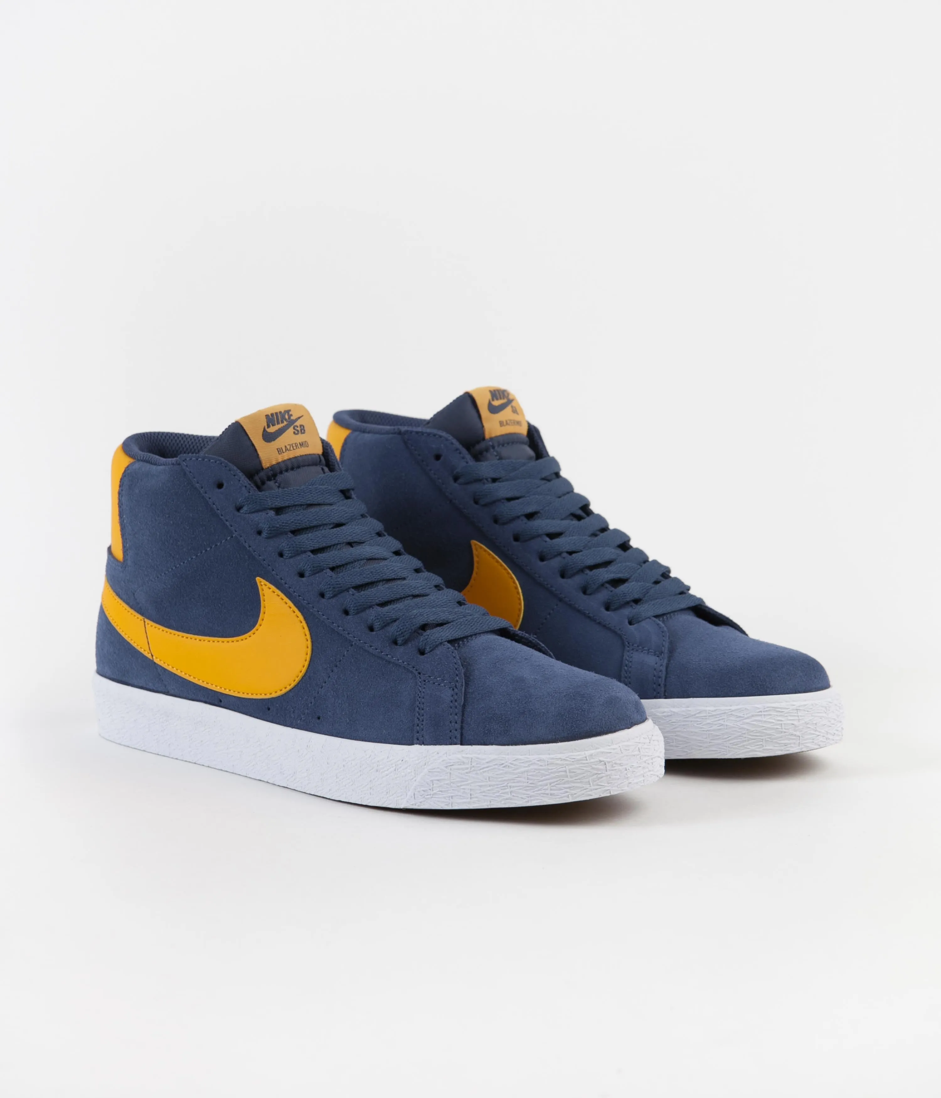 Nike SB Blazer Mid Shoes - Navy / University Gold - Navy - White