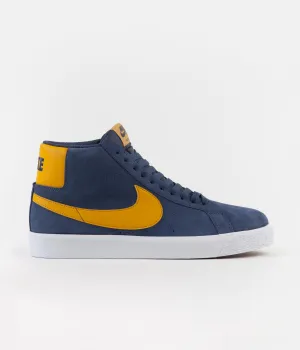 Nike SB Blazer Mid Shoes - Navy / University Gold - Navy - White