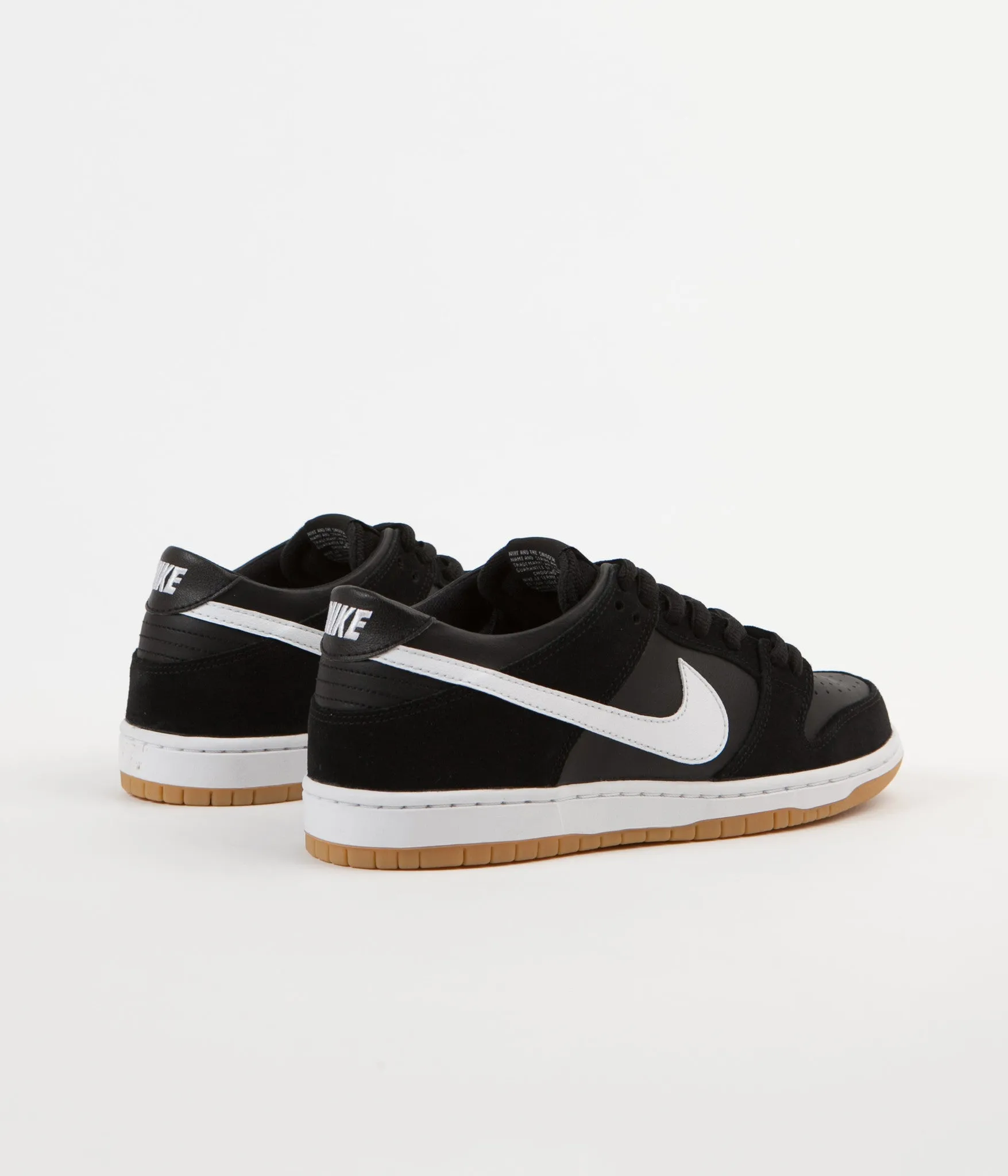 Nike SB Dunk Low Pro Shoes - Black / White - Gum Light Brown