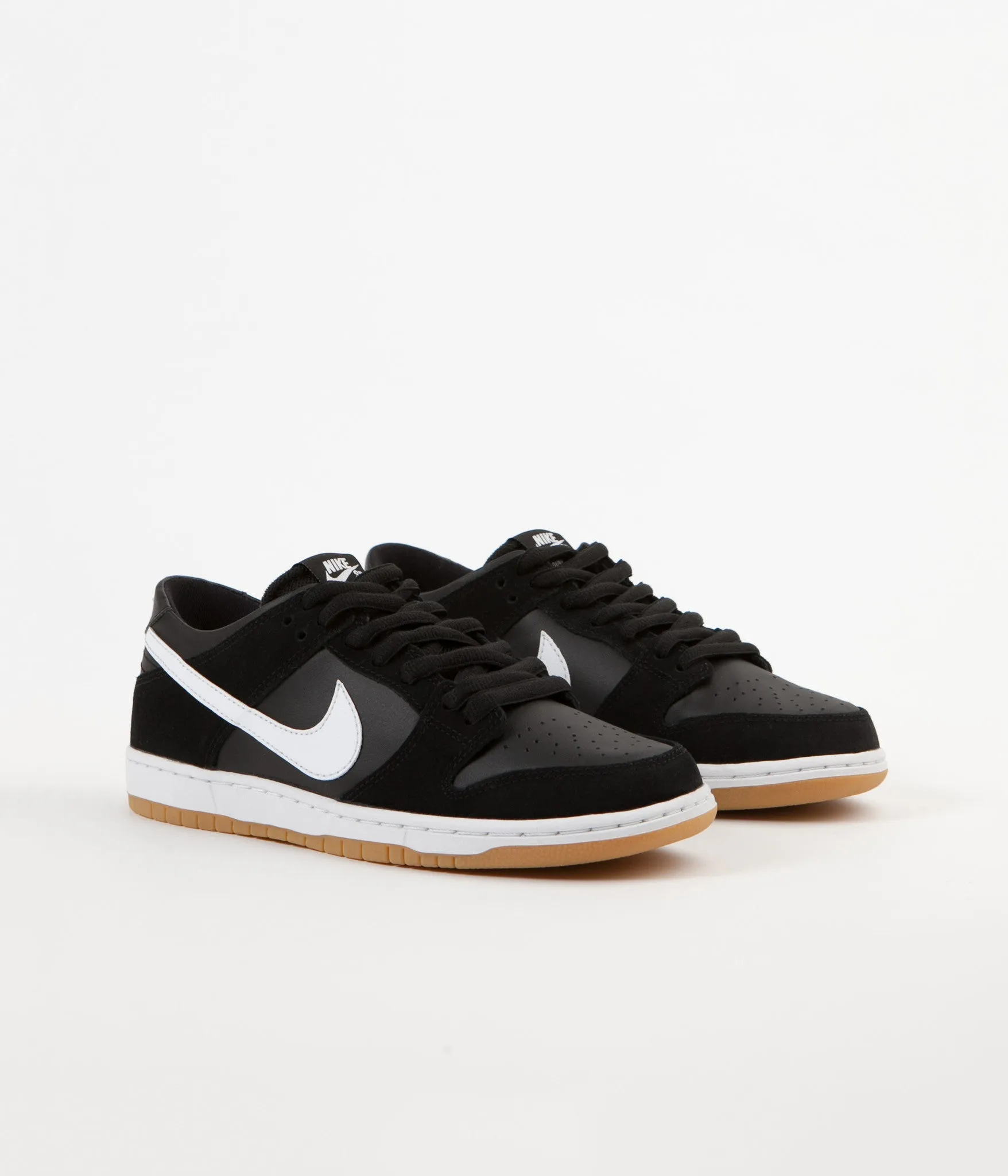 Nike SB Dunk Low Pro Shoes - Black / White - Gum Light Brown