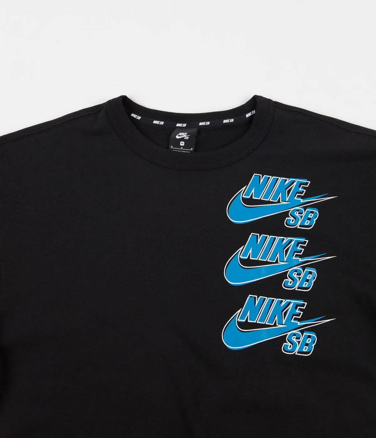 Nike SB Fleece Triple Stack Crewneck Sweatshirt - Black / Blue Stardust