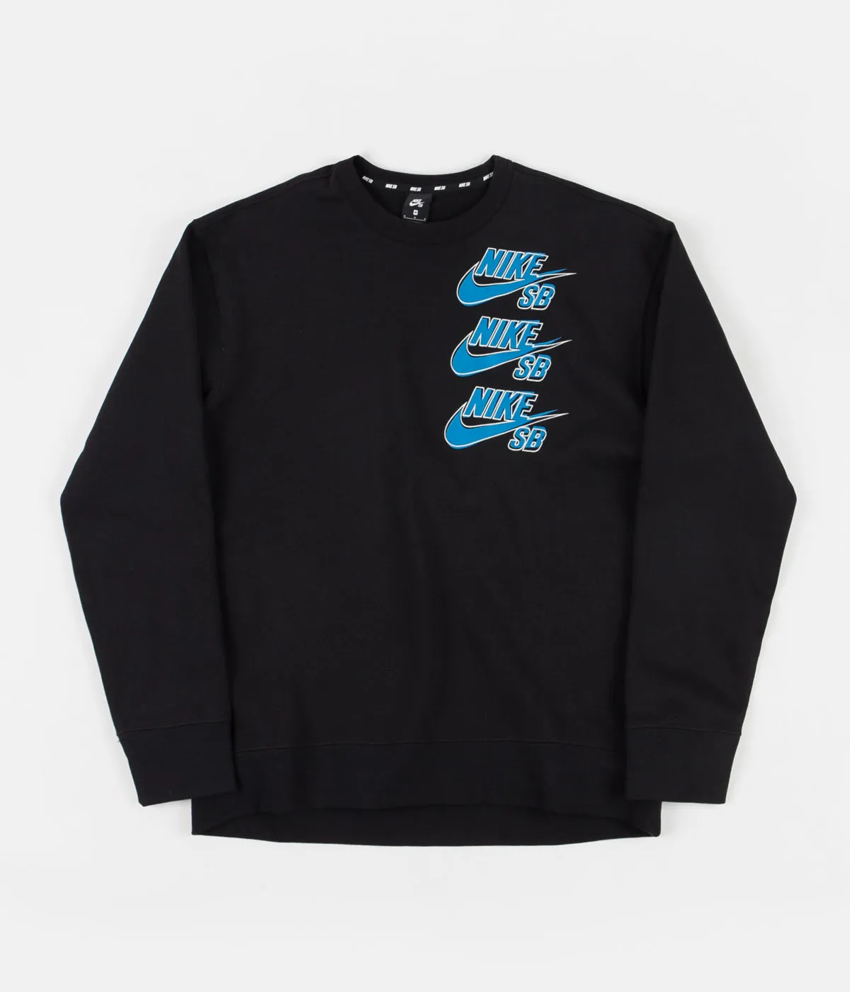 Nike SB Fleece Triple Stack Crewneck Sweatshirt - Black / Blue Stardust