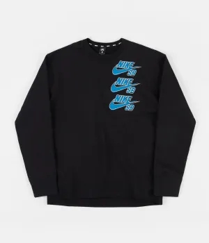 Nike SB Fleece Triple Stack Crewneck Sweatshirt - Black / Blue Stardust