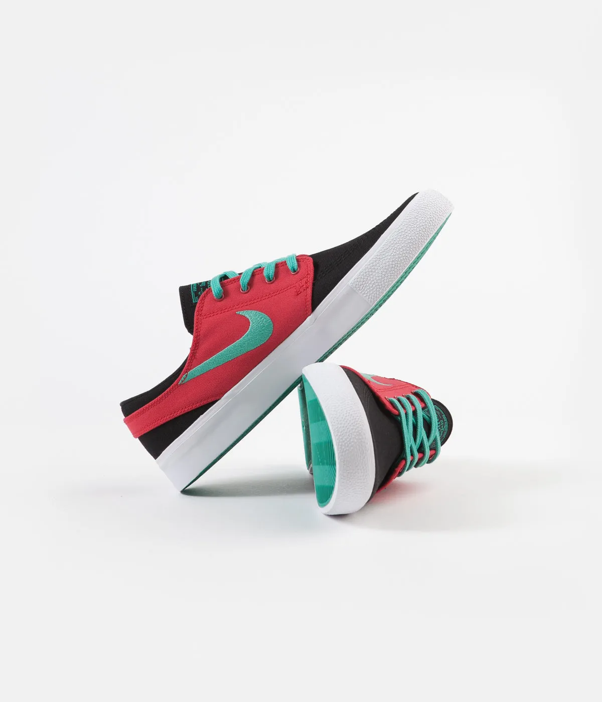 Nike SB Janoski Canvas Remastered Shoes - Black / True Green - Atom Red - White