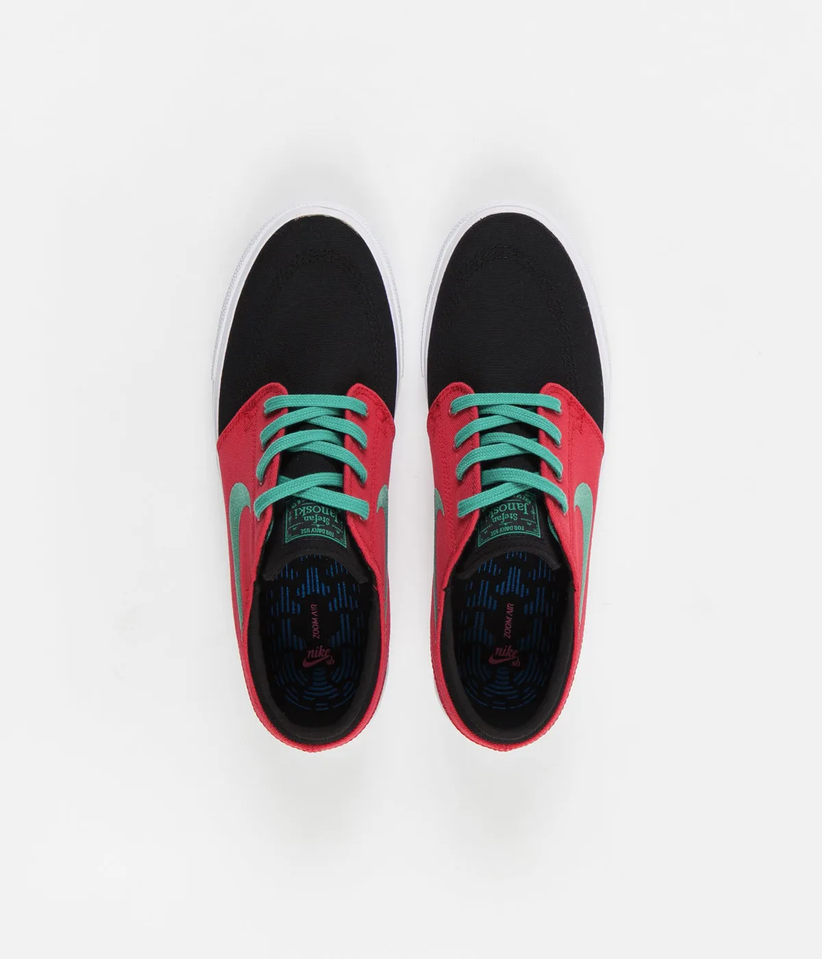 Nike SB Janoski Canvas Remastered Shoes - Black / True Green - Atom Red - White