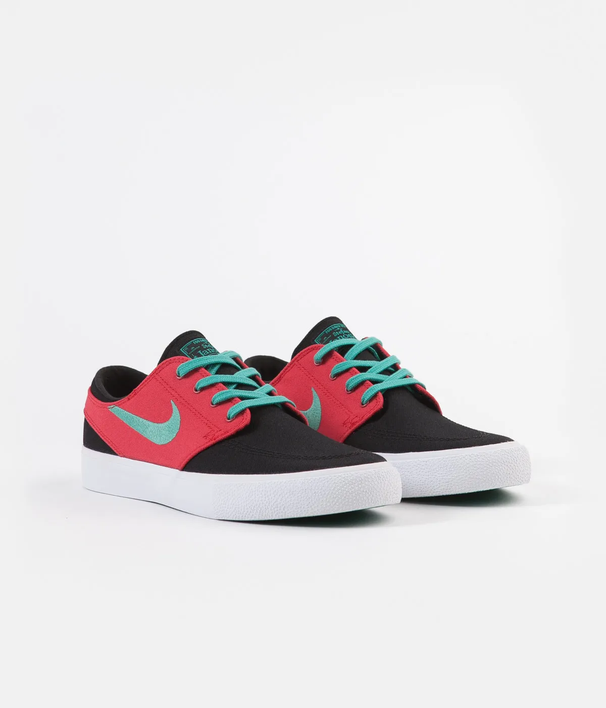 Nike SB Janoski Canvas Remastered Shoes - Black / True Green - Atom Red - White