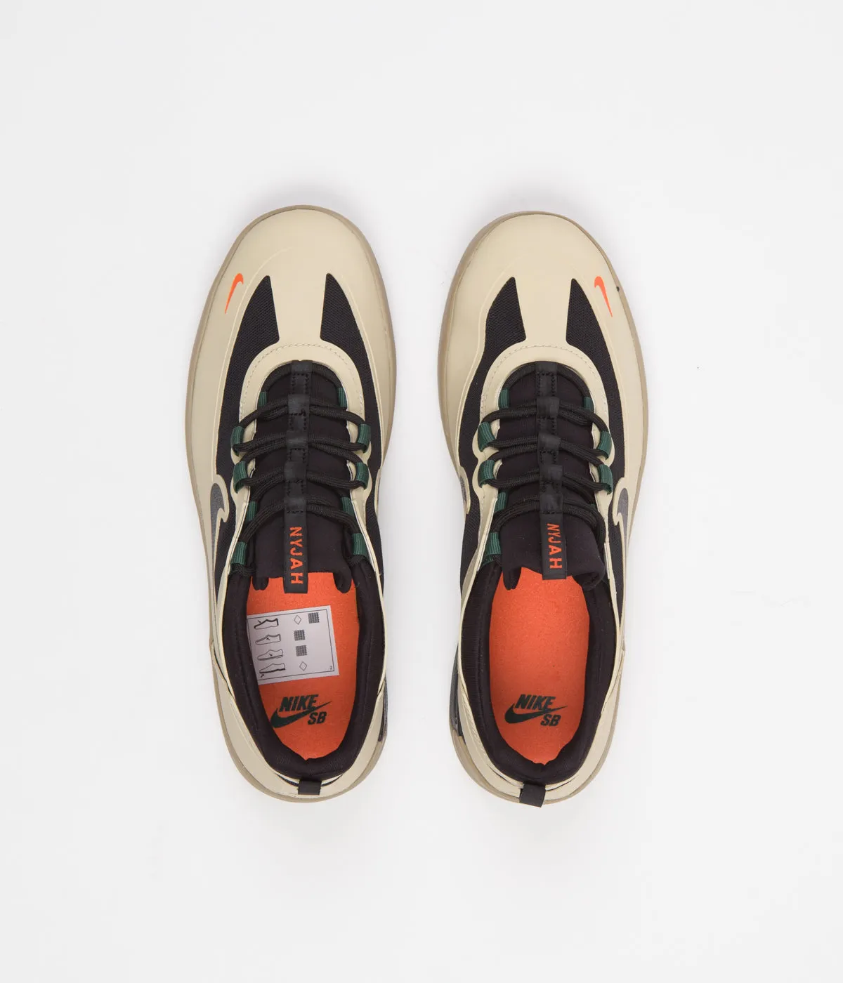 Nike SB Nyjah Free 2 Shoes - Rattan / Black - Noble Green - Safety Orange
