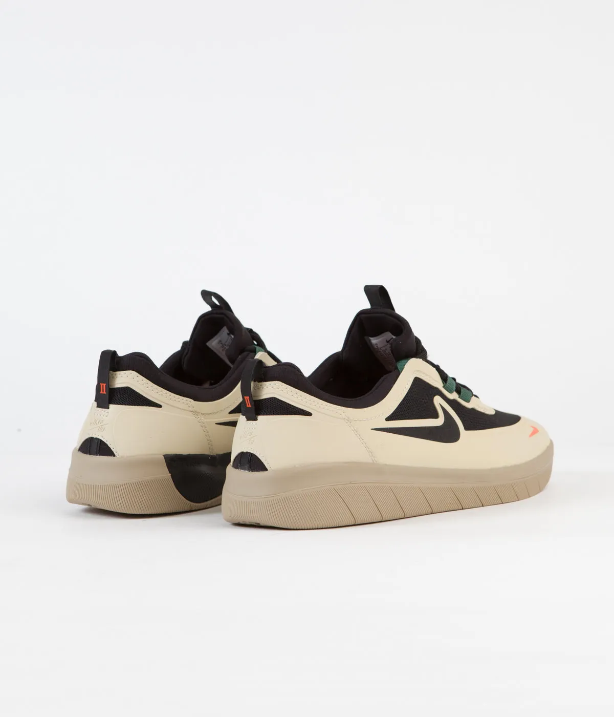 Nike SB Nyjah Free 2 Shoes - Rattan / Black - Noble Green - Safety Orange