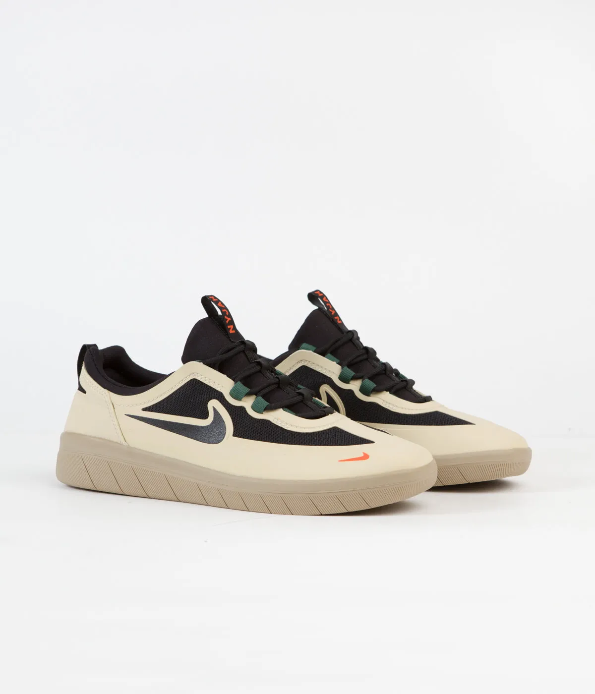 Nike SB Nyjah Free 2 Shoes - Rattan / Black - Noble Green - Safety Orange