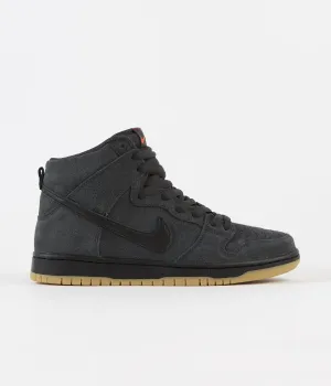 Nike SB Orange Label Dunk High Pro Shoes - Dark Smoke Grey / Black - Dark Smoke Grey  - White